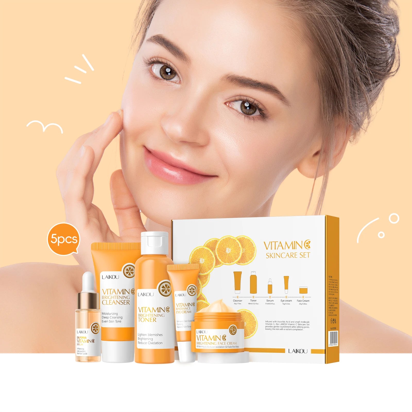 LAIKOU Radiant Glow Vitamin C Collection – 5-Piece Brightening & Even Tone Skincare Ritual
